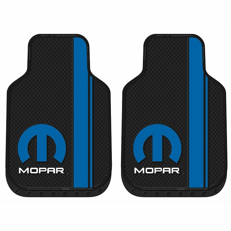 "MOPAR" 2-Pc Black Rubber Floor Mats Dodge, Chrysler, Jeep, RAM - Click Image to Close